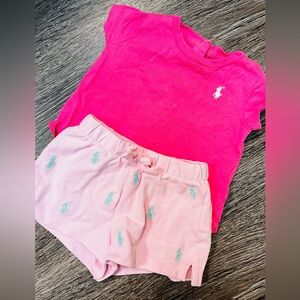 Baby Girl Polo Ralph Lauren Pink Shirt and Shorts